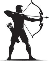 .Silhouette of archer with bow and arrow vector