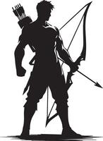 logo type Silhouette of a man with bow and arrow design vector