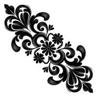 Ornate black floral patterns intricately swirl and intertwine, creating an elegant and decorative design cutouts png