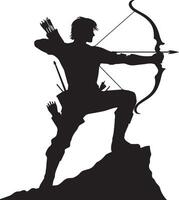 a Silhouette of archer with bow and arrow vector