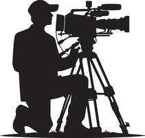 A Silhouette of a man with a camera and tripod vector