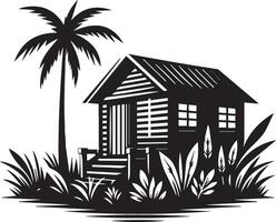 Minimalist coastal house silhouette vector