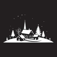 Black and white winter house silhouette design vector