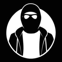 Black and white hacker silhouette design vector
