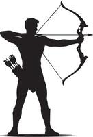 Silhouette of a boy with bow and arrow vector