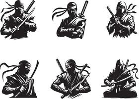 Ninja sword silhouette design vector