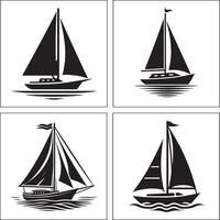 Four sailboats in different shapes on a white background vector