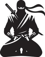 Silhouette of a ninja with swords design vector
