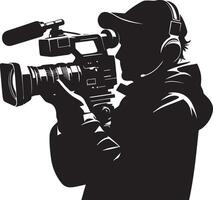 Silhouette of a man holding a camera vector