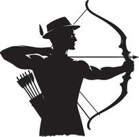 Silhouette of archer with bow and arrow design vector