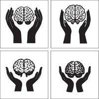 Four hands holding a brain in each hand vector