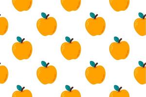 Repeating pattern of yellow apples on white background for nutrition, diet, and healthy lifestyle design themes vector