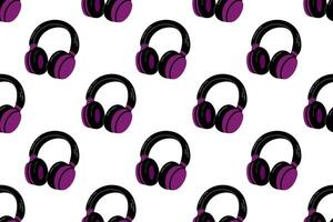 Repeating headphones in purple color on white background, ideal for music, audio, entertainment, podcast, and tech-themed projects vector
