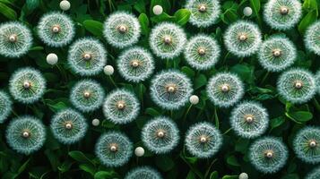 Dandelions are growing in the grass photo