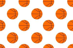 Seamless pattern of orange basketballs in flat style on white background vector