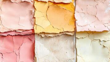 A collection of different colored paper with peeling paint photo