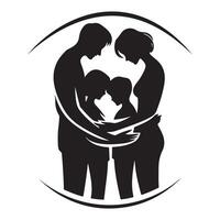 Silhouette of Family Standing Together vector