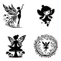 Fairy Goddess Silhouette in Enchanted Pose vector