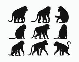 Simple Baboon Silhouettes EPS Template vector