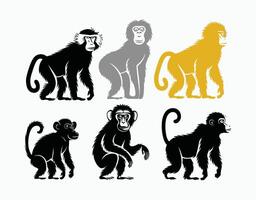 Versatile Baboon Silhouette Template vector