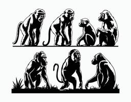 Isolated Baboon Silhouette on a White Background vector