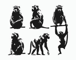 Minimalist Baboon Silhouette Template Illustration vector