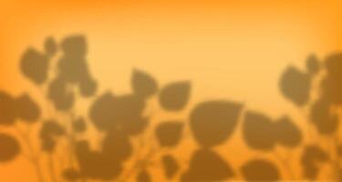 An orange background with leaves and shadows vector