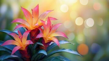 Beautiful flowers in the garden with sunlight photo