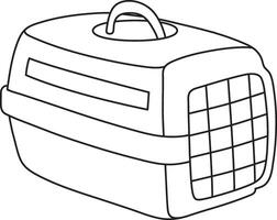 illustration, closed pet carrier, simple linear icons, doodle and sketch style, hand-drawn, isolated on a white background vector