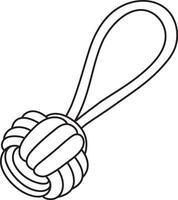 illustration of a dog toy, a rope ball with a loop, simple linear icons, doodle and sketch style, hand-drawn, isolated on a white background vector