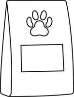 illustration of a paper bag of pet food, simple linear icons, doodle and sketch style, hand-drawn, isolated on a white background vector