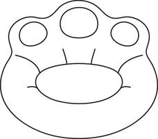 illustration, pet bed, paw-shaped pillow for a cat or dog, simple linear icons, doodle style and hand-drawn sketch isolated on a white background vector