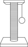 illustration, two-story scratching post with a toy ball on a rope for domestic cats, simple linear icons, doodle and sketch style, hand-drawn, isolated on a white background vector