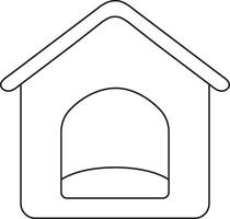 illustration, kennel-shaped pet bed, simple linear icons, doodle style and hand-drawn sketch, isolated on a white background vector