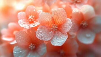 Peach blossoms, dew drops, sunny spring, floral background, nature wallpaper photo