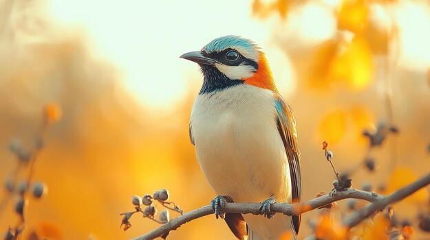 A bird sitting on a branch photo