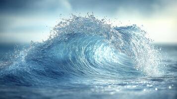 A large wave breaking on the ocean surface photo