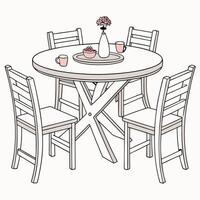 beautiful a drawing of a table and chairs vector