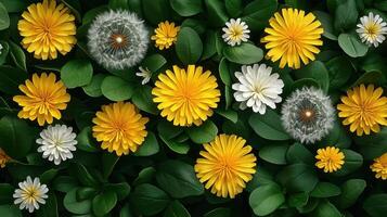 Spring flowers, green leaves, floral background, nature, website banner photo
