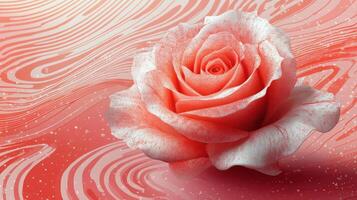 Coral rose, water swirl background, romantic, greeting card photo