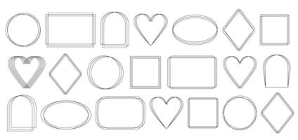 Thin elegant geometric frames set, simple hand drawn outline collection in art deco style for festive or important occasions decor, vector