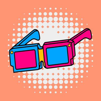 Colorful 3D Glasses Illustration with retro styles