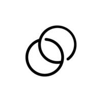 two interlocked circles icon. representing connection, unity, relationships, or infinity vector
