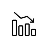 Barchart with downward arrow icon. representing negative trends, financial loss, business decline, and economic recession. for websites, apps, and presentations about finance, business, and statistics vector