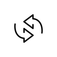 two arrow spin icon, recycle round, circle refresh or restart, thin line symbol on blank background. color editable vector