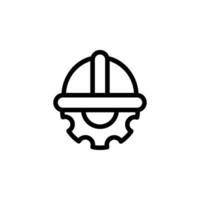 engineer hard hat with a gear icon. Represents engineering, construction, industry, and technical professions. Outline style, suitable for web design, mobile apps, and graphic design projects. vector