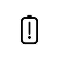 Low battery icon with exclamation mark, indicating a warning or alert that the battery is running low. Ideal for use in mobile apps, websites, and user interfaces related to power, energy vector
