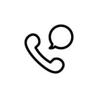 phone handset icon with a speech bubble, representing communication, support, and contact. Clean and simple design suitable for various digital and print applications. color editable vector