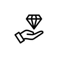diamond resting on a hand, representing wealth, value, investment, generosity, or opportunities. color editable vector