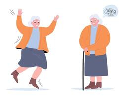 Health of an elderly woman. vector